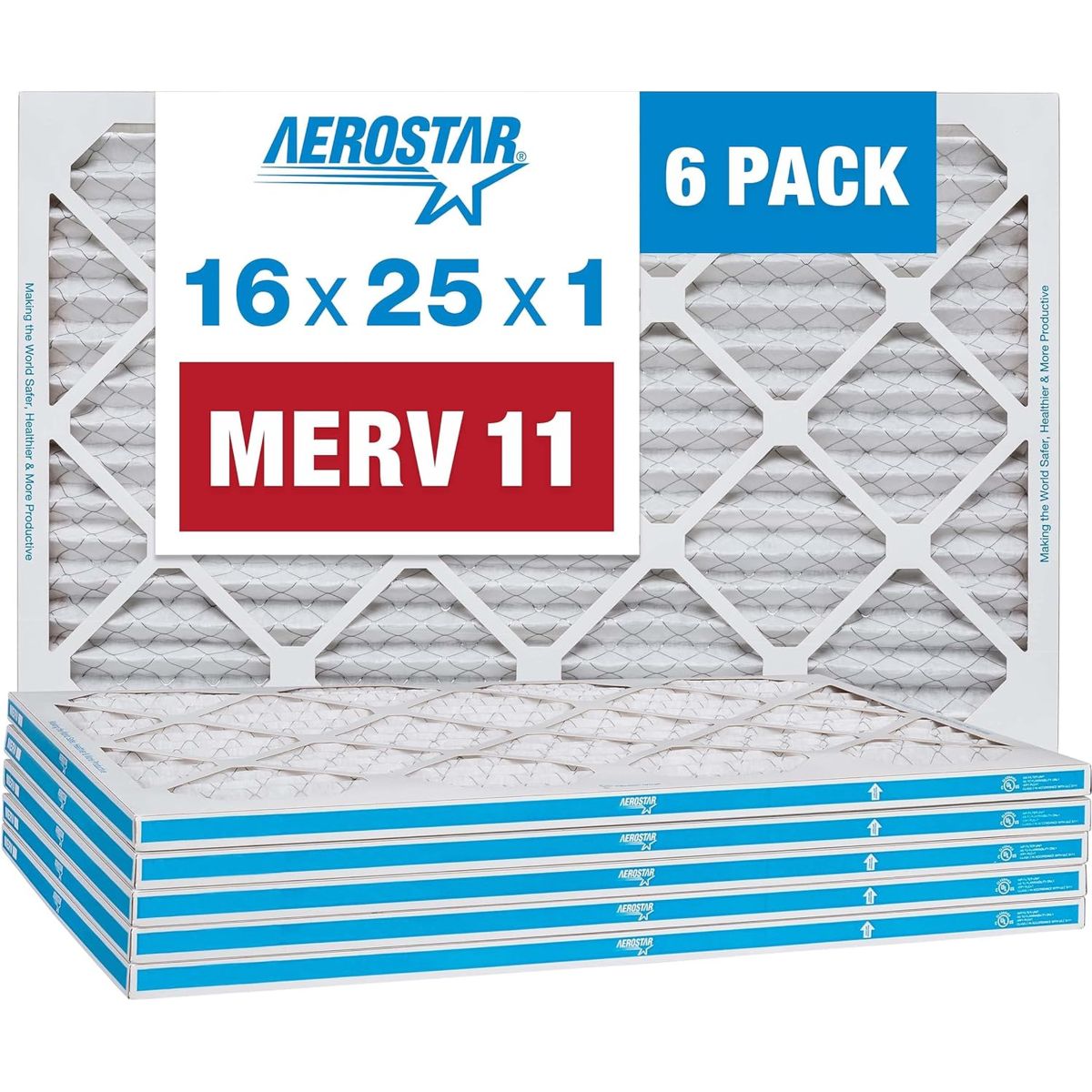 Aerostar 16x25x1 MERV 11 Pleated AC Furnace Air Filter